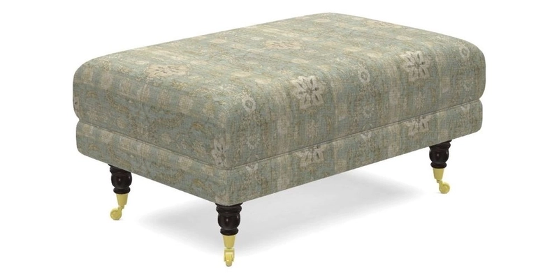 Alwinton Small Footstool In Bluebellgray Petite Mode & Haresfield 2.5 seater sofa In Linwood Omega Velvet 25 Pink