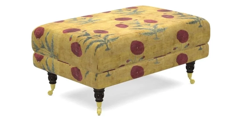 Alwinton Small Footstool In Bluebellgray Petite Mode & Haresfield 2.5 seater sofa In Linwood Omega Velvet 25 Pink