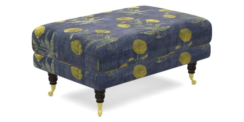 Alwinton Small Footstool In Bluebellgray Petite Mode & Haresfield 2.5 seater sofa In Linwood Omega Velvet 25 Pink