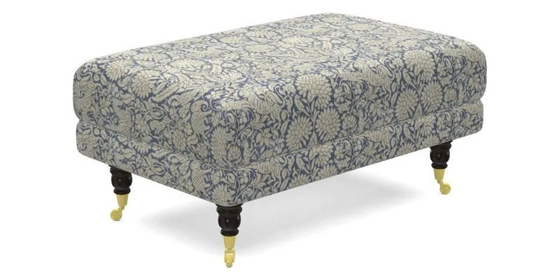 Alwinton Small Footstool In Bluebellgray Petite Mode & Haresfield 2.5 seater sofa In Linwood Omega Velvet 25 Pink