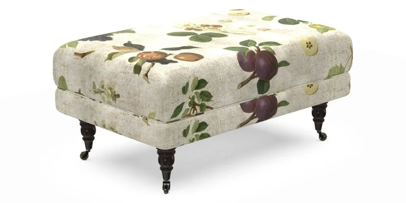 Alwinton Small Footstool In Bluebellgray Petite Mode & Haresfield 2.5 seater sofa In Linwood Omega Velvet 25 Pink