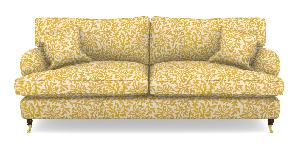 Product photograph of Alwinton 4 Seater Sofa In V A Brompton Collection - Floral Scroll - Corn from Sofas and Stuff Limited