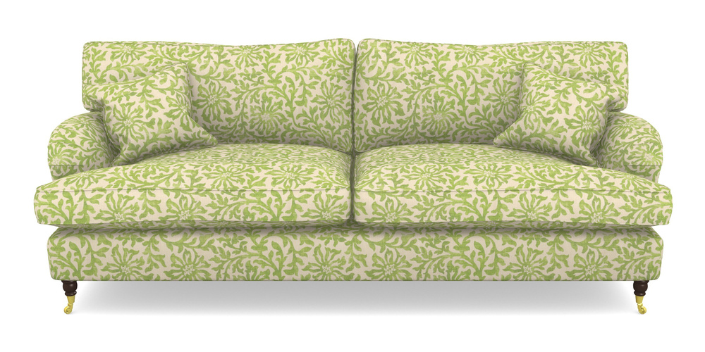 Product photograph of Alwinton 4 Seater Sofa In V A Brompton Collection - Floral Scroll - Lime from Sofas and Stuff Limited