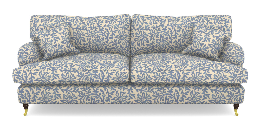 Product photograph of Alwinton 4 Seater Sofa In V A Brompton Collection - Floral Scroll - Morning Blue from Sofas and Stuff Limited