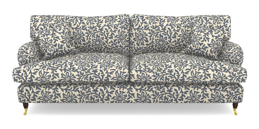Product photograph of Alwinton 4 Seater Sofa In V A Brompton Collection - Floral Scroll - Midnight Blue from Sofas and Stuff Limited