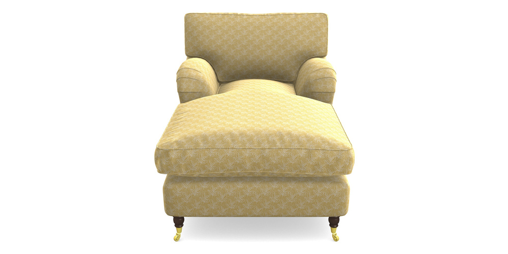 Product photograph of Alwinton Chaise Chair In Cloth 21 - Decorative Leaf - Canary from Sofas and Stuff Limited