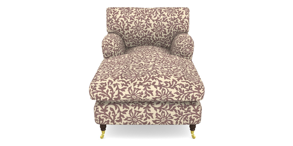 Product photograph of Alwinton Chaise Chair In V A Brompton Collection - Floral Scroll - Cacao from Sofas and Stuff Limited