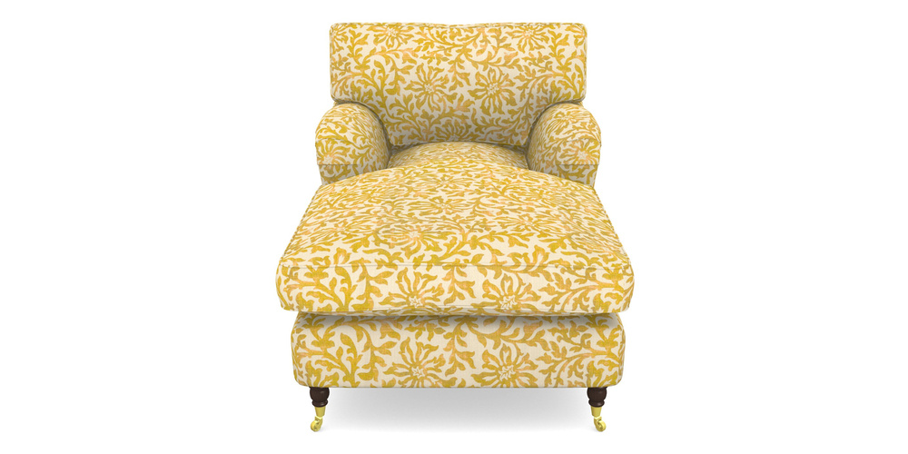 Product photograph of Alwinton Chaise Chair In V A Brompton Collection - Floral Scroll - Corn from Sofas and Stuff Limited