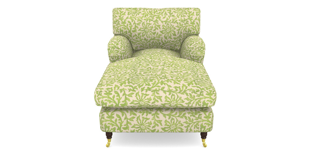 Product photograph of Alwinton Chaise Chair In V A Brompton Collection - Floral Scroll - Lime from Sofas and Stuff Limited