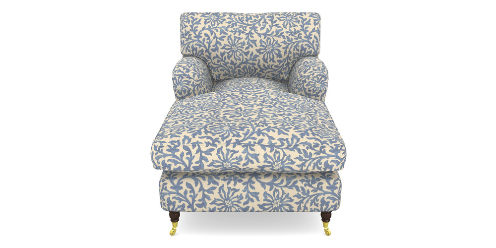 Product photograph of Alwinton Chaise Chair In V A Brompton Collection - Floral Scroll - Morning Blue from Sofas and Stuff Limited