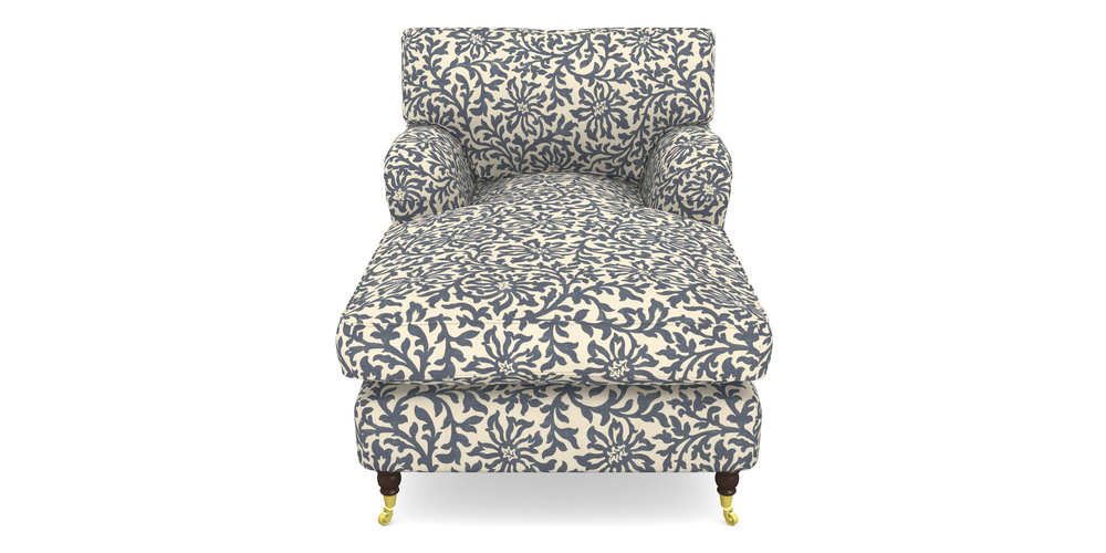 Product photograph of Alwinton Chaise Chair In V A Brompton Collection - Floral Scroll - Midnight Blue from Sofas and Stuff Limited