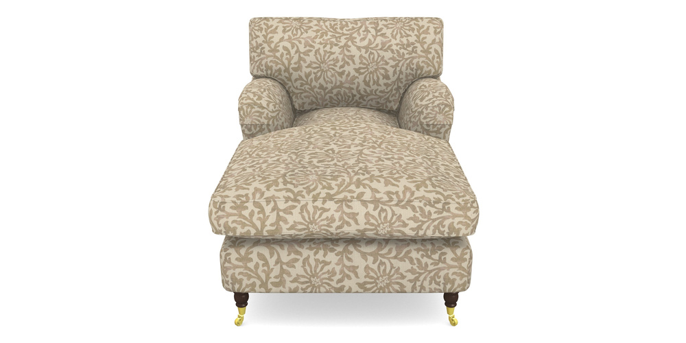 Product photograph of Alwinton Chaise Chair In V A Brompton Collection - Floral Scroll - Assam Tea from Sofas and Stuff Limited