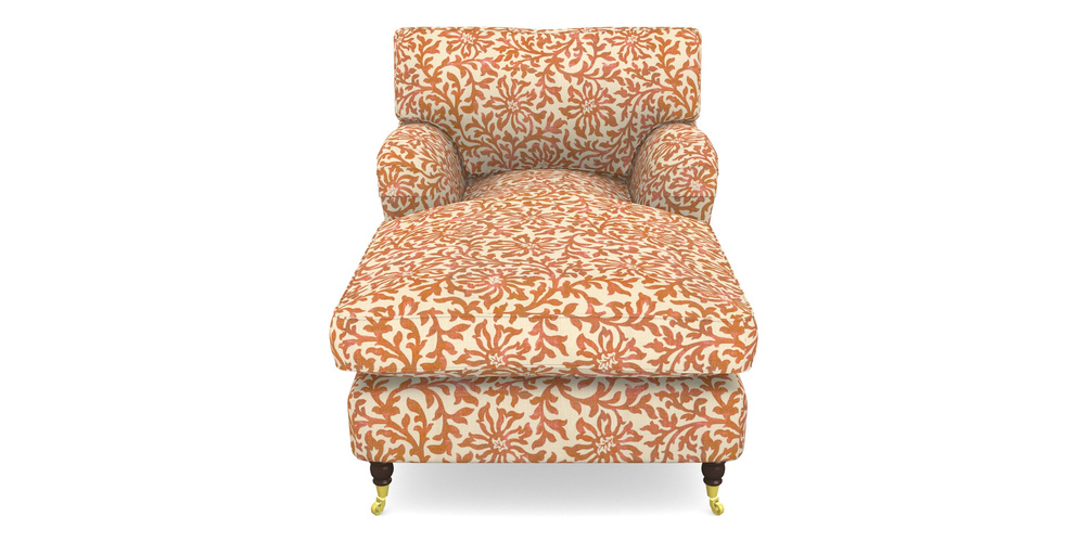 Product photograph of Alwinton Chaise Chair In V A Brompton Collection - Floral Scroll - Terracotta from Sofas and Stuff Limited