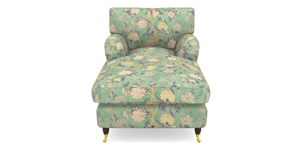 Product photograph of Alwinton Chaise Chair In Floral Linen - Even So Verde from Sofas and Stuff Limited