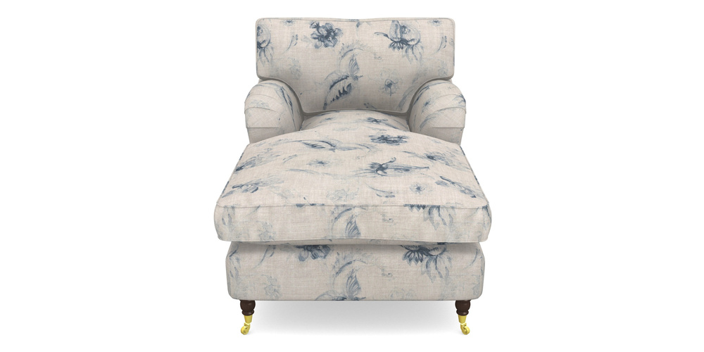 Product photograph of Alwinton Chaise Chair In Floral Linen - Lela Mystery Indigo from Sofas and Stuff Limited