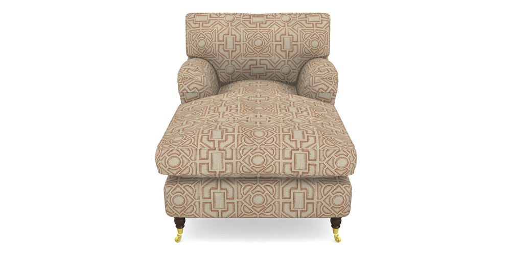 Product photograph of Alwinton Chaise Chair In Rhs Collection - Large Knot Garden Linen - Terracotta from Sofas and Stuff Limited