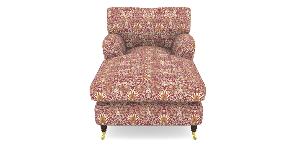 Product photograph of Alwinton Chaise Chair In William Morris Collection - Snakeshead - Claret Gold from Sofas and Stuff Limited