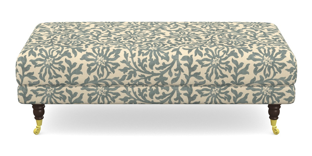 Product photograph of Alwinton Large Footstool In V A Brompton Collection - Floral Scroll - Pebble from Sofas and Stuff Limited