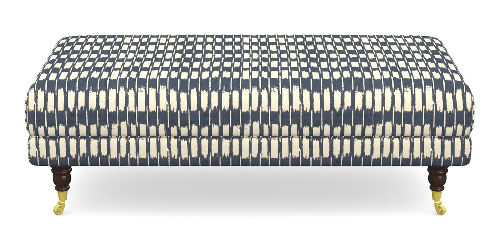 Product photograph of Alwinton Large Footstool In V A Brompton Collection - Ikat - Midnight Blue from Sofas and Stuff Limited