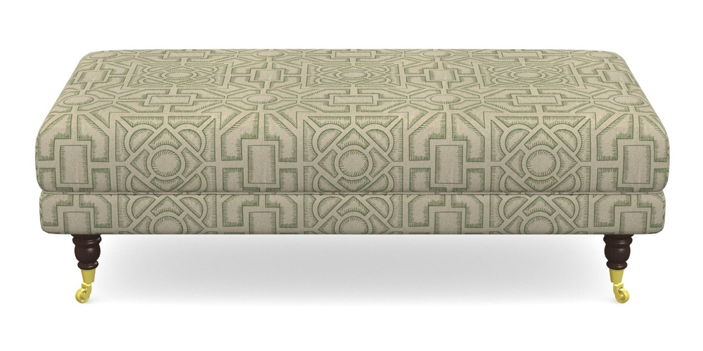 Product photograph of Alwinton Large Footstool In Rhs Collection - Large Knot Garden Linen - Green from Sofas and Stuff Limited