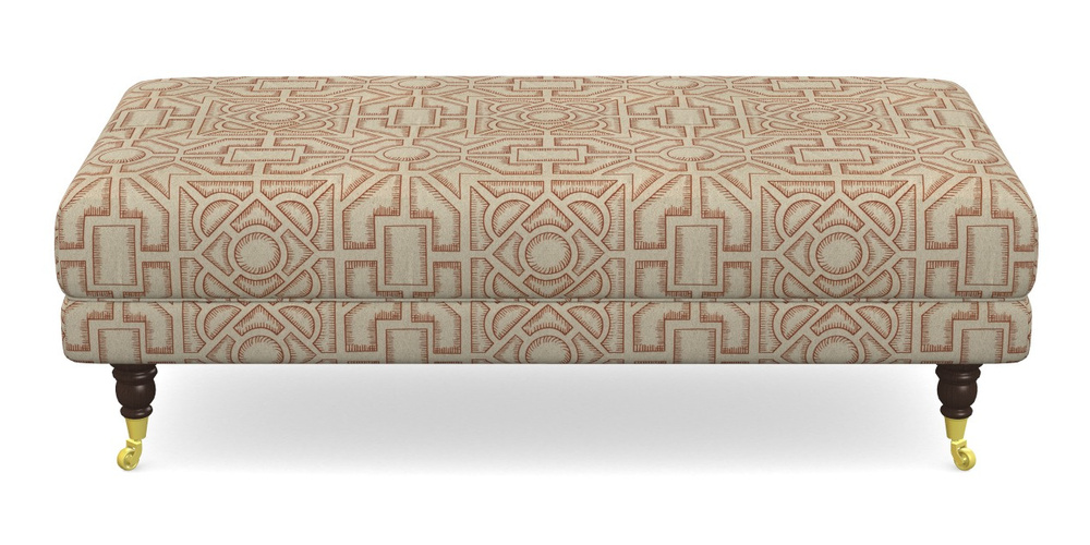 Product photograph of Alwinton Large Footstool In Rhs Collection - Large Knot Garden Linen - Terracotta from Sofas and Stuff Limited