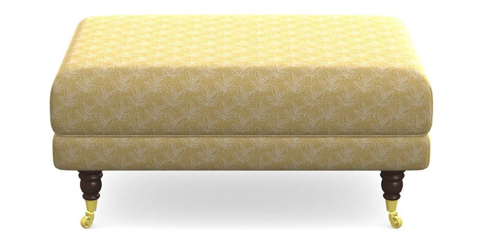 Product photograph of Alwinton Small Footstool In Cloth 21 - Decorative Leaf - Canary from Sofas and Stuff Limited