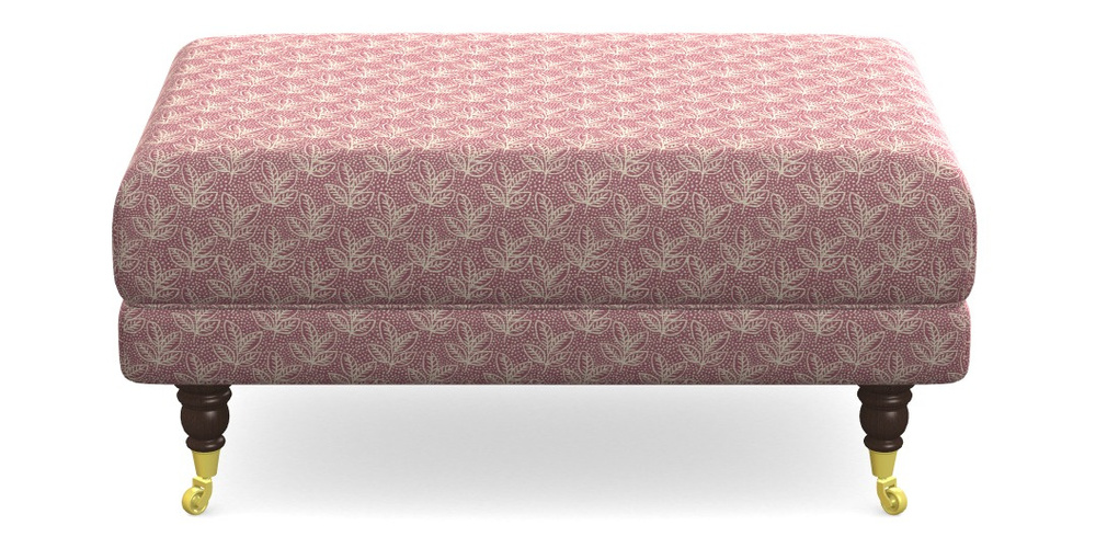 Product photograph of Alwinton Small Footstool In Cloth 21 - Decorative Leaf - Cassis from Sofas and Stuff Limited