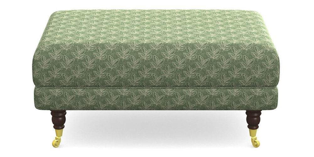 Product photograph of Alwinton Small Footstool In Cloth 21 - Decorative Leaf - Forest from Sofas and Stuff Limited