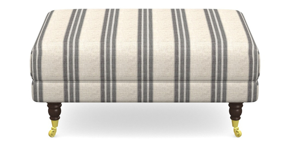 Product photograph of Alwinton Small Footstool In Cloth 18 Stripes - Bengal - Bible Black from Sofas and Stuff Limited