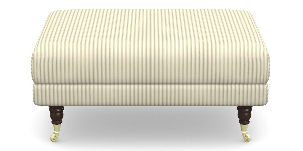 Product photograph of Alwinton Small Footstool In Cotton Stripe - Sage from Sofas and Stuff Limited