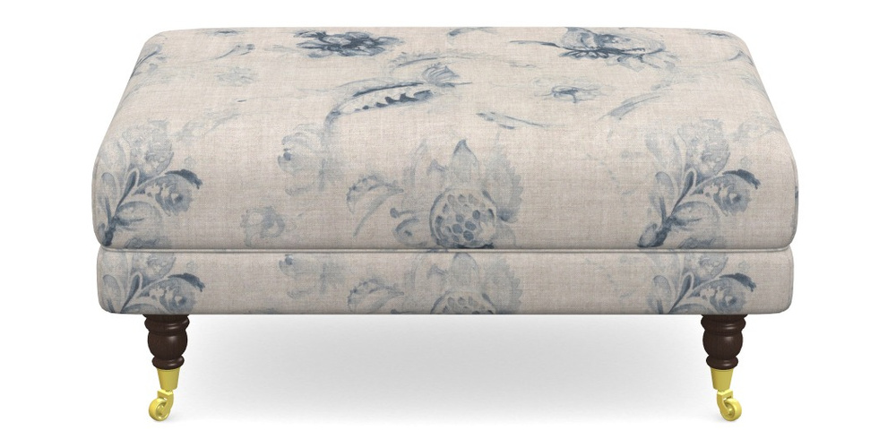 Product photograph of Alwinton Small Footstool In Floral Linen - Lela Mystery Indigo from Sofas and Stuff Limited