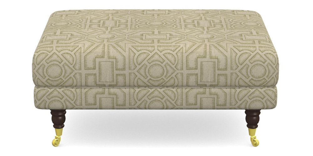 Product photograph of Alwinton Small Footstool In Rhs Collection - Large Knot Garden Linen - Olive from Sofas and Stuff Limited