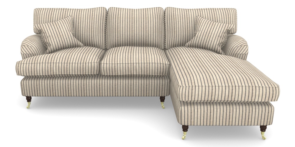 Product photograph of Alwinton Chaise Sofa Rhf In Cloth 18 Stripes - Ticking - Bible Black from Sofas and Stuff Limited