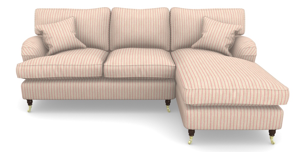 Product photograph of Alwinton Chaise Sofa Rhf In Cloth 18 Stripes - Ticking - Cranberry from Sofas and Stuff Limited