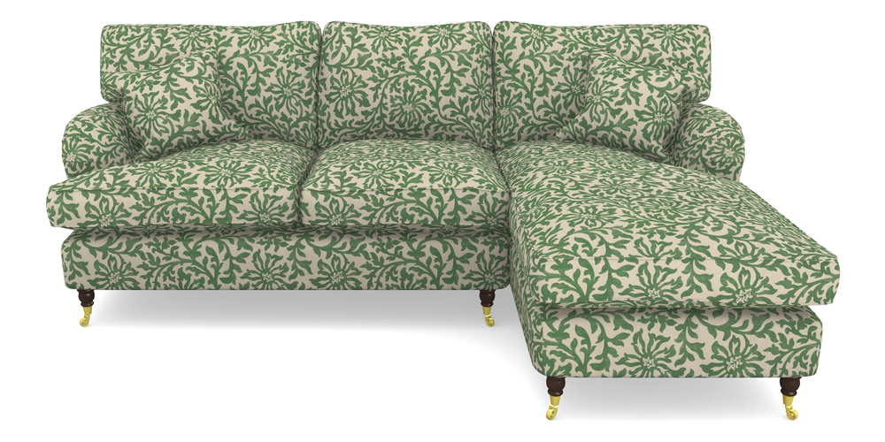 Product photograph of Alwinton Chaise Sofa Rhf In V A Brompton Collection - Floral Scroll - Basil from Sofas and Stuff Limited