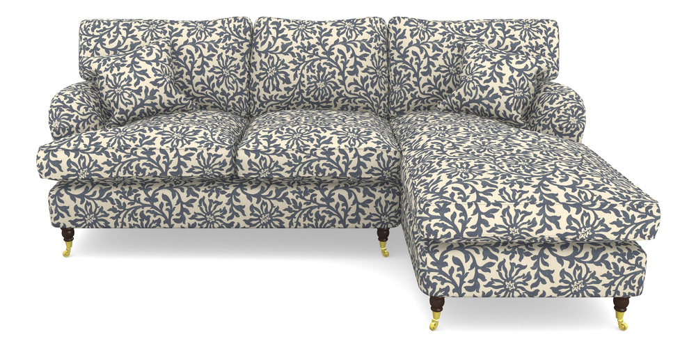 Product photograph of Alwinton Chaise Sofa Rhf In V A Brompton Collection - Floral Scroll - Midnight Blue from Sofas and Stuff Limited