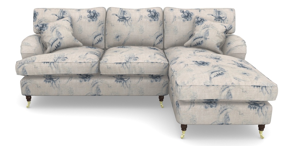 Product photograph of Alwinton Chaise Sofa Rhf In Floral Linen - Lela Mystery Indigo from Sofas and Stuff Limited