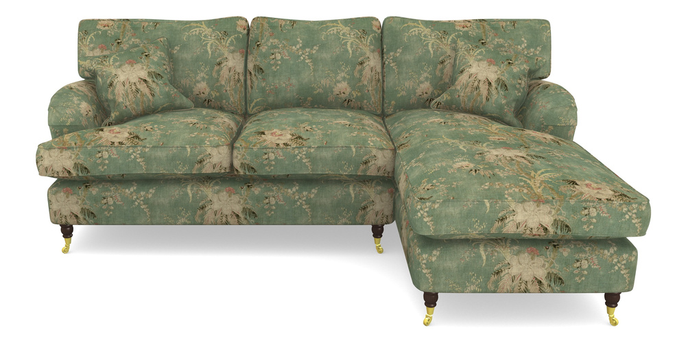 Product photograph of Alwinton Chaise Sofa Rhf In Floral Linen - Zefferino Emerald from Sofas and Stuff Limited