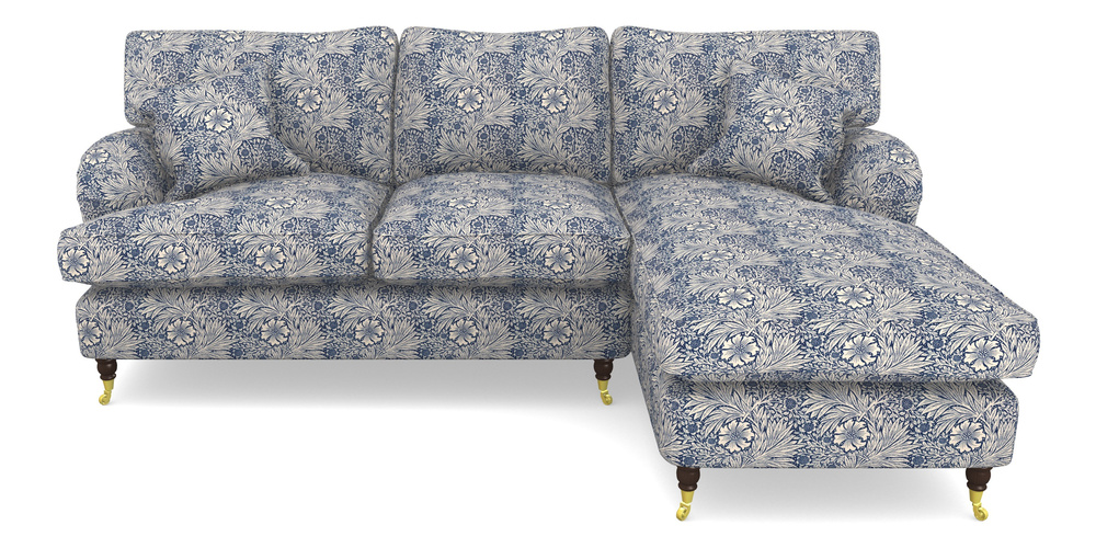 Product photograph of Alwinton Chaise Sofa Rhf In William Morris Collection - Marigold - Indigo Linen from Sofas and Stuff Limited