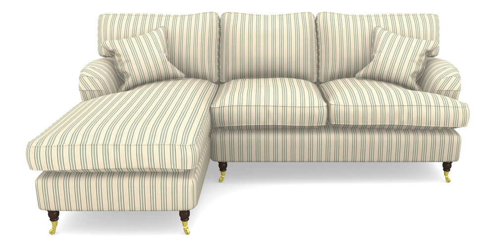 Product photograph of Alwinton Chaise Sofa Lhf In Cloth 22 - Racing Stripes Ayr - Mint from Sofas and Stuff Limited