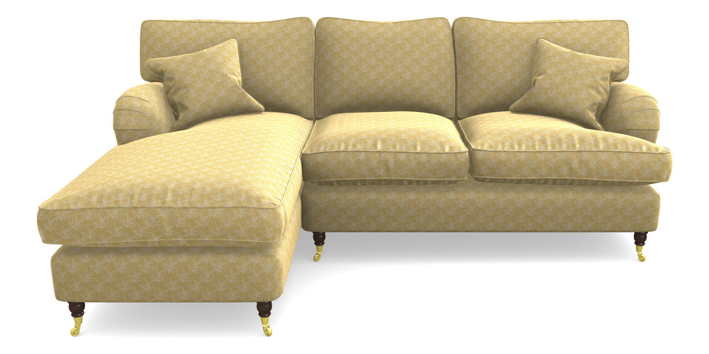 Product photograph of Alwinton Chaise Sofa Lhf In Cloth 21 - Decorative Leaf - Canary from Sofas and Stuff Limited