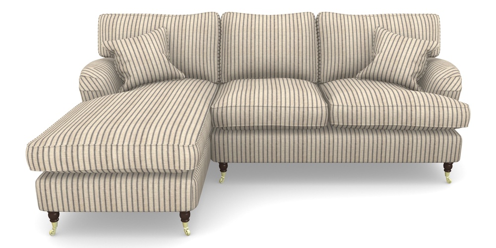 Product photograph of Alwinton Chaise Sofa Lhf In Cloth 18 Stripes - Ticking - Bible Black from Sofas and Stuff Limited