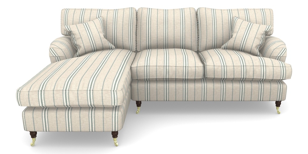 Product photograph of Alwinton Chaise Sofa Lhf In Cloth 18 Stripes - Regimental - Basil from Sofas and Stuff Limited