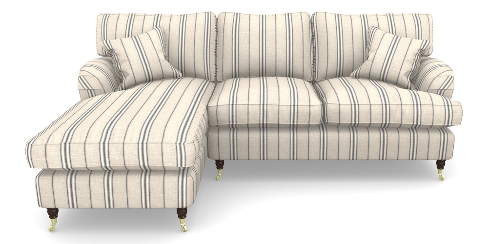 Product photograph of Alwinton Chaise Sofa Lhf In Cloth 18 Stripes - Regimental - Bible Black from Sofas and Stuff Limited