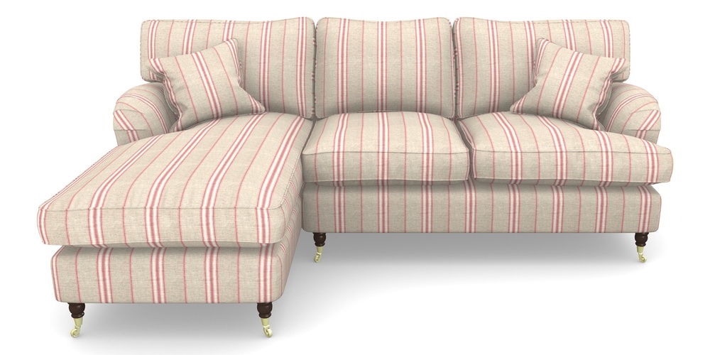 Product photograph of Alwinton Chaise Sofa Lhf In Cloth 18 Stripes - Regimental - Cranberry from Sofas and Stuff Limited