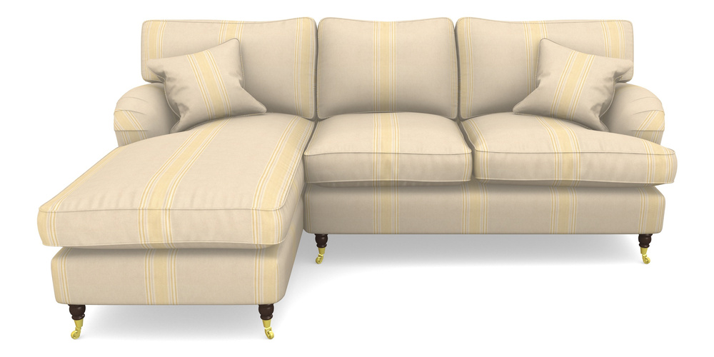 Product photograph of Alwinton Chaise Sofa Lhf In Cloth 22 - Racing Stripes Cheltenham - Lemon from Sofas and Stuff Limited