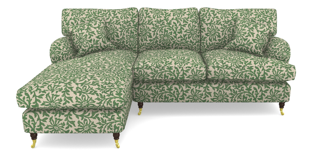 Product photograph of Alwinton Chaise Sofa Lhf In V A Brompton Collection - Floral Scroll - Basil from Sofas and Stuff Limited