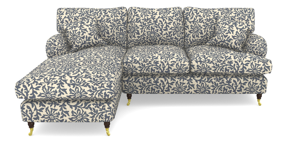 Product photograph of Alwinton Chaise Sofa Lhf In V A Brompton Collection - Floral Scroll - Midnight Blue from Sofas and Stuff Limited