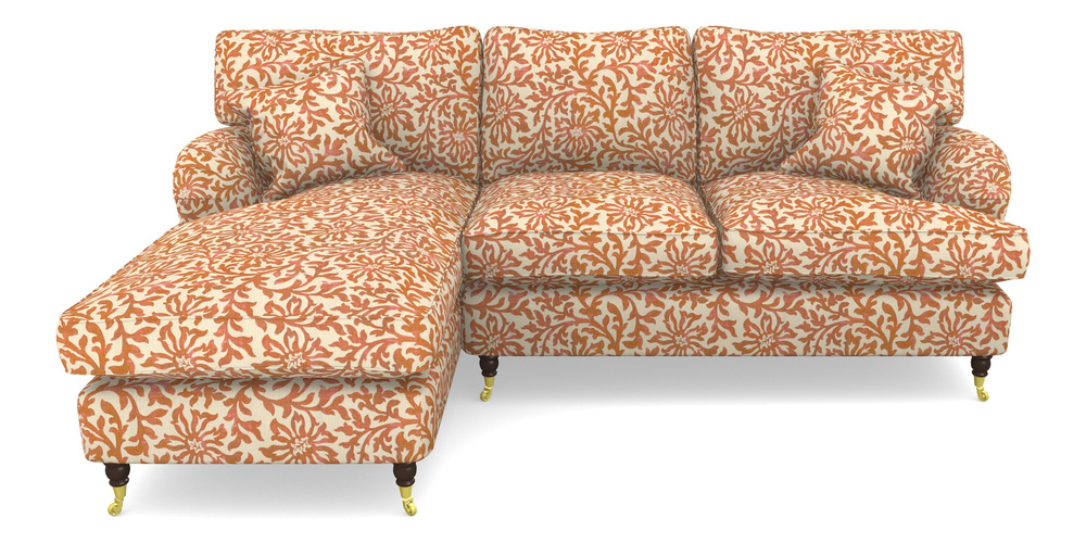 Product photograph of Alwinton Chaise Sofa Lhf In V A Brompton Collection - Floral Scroll - Terracotta from Sofas and Stuff Limited