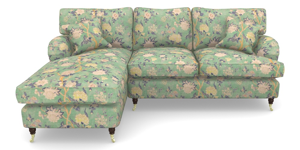 Product photograph of Alwinton Chaise Sofa Lhf In Floral Linen - Even So Verde from Sofas and Stuff Limited